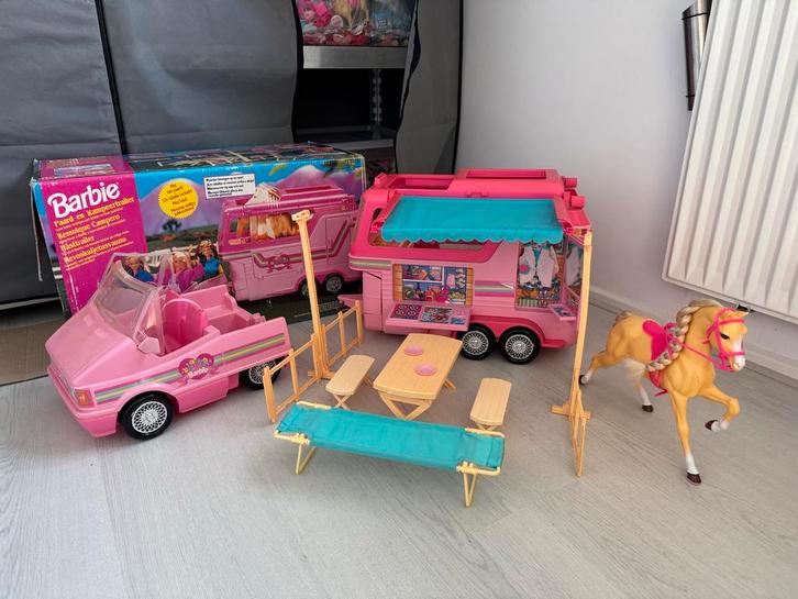 Barbie Paardentrailer met Paard & Accessoires - Incl. Doos, Kinderen en Baby's, Speelgoed | Poppen, Gebruikt, Barbie, Ophalen