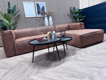 ZGAN WOOOD Bean Hoekbank / Loungebank - Cognac -302 x 175 beschikbaar voor biedingen