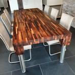 Eettafel met RVS poten L 240 x B 100 x H 77 cm, 100 tot 150 cm, 200 cm of meer, Zo goed als nieuw, Vijf personen of meer