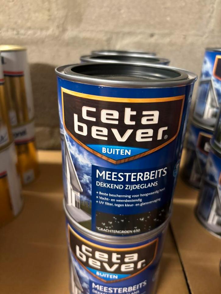 Cetabever dekkende beits grachtengroen 0,75liter, Tuin en Terras, Palen, Balken en Planken, Nieuw, Ophalen of Verzenden