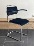 Zes Gispen 201 stoelen , in nieuwe zwarte ribstof, Huis en Inrichting, Zwart, Design, Zo goed als nieuw, Metaal