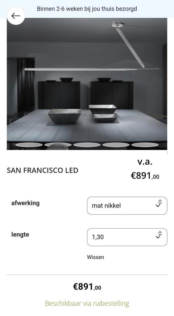 Palé ilumininación led lamp mat nikkel dimbaar, Huis en Inrichting, Lampen | Plafondlampen, Gebruikt, Ophalen