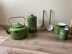 Mooie set vintage emaille reseda groen, Antiek en Kunst, Antiek | Emaille, Ophalen of Verzenden