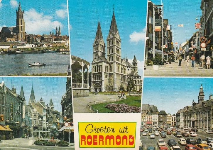 ROERMOND Maas Centrum Kerk Stadhuis Auto's Groeten, Verzamelen, Ansichtkaarten | Nederland, Gelopen, Limburg, 1960 tot 1980, Verzenden