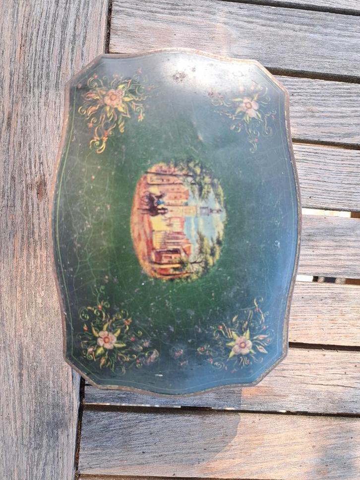 Vintage Blikken Doosje met Bloemmotieven, Antiek en Kunst, Curiosa en Brocante, Ophalen of Verzenden