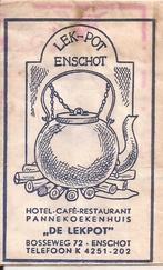 Enschot "De Lekpot" suikerzakje 50/60er jaren, Verzamelen, Ophalen of Verzenden, Nederland