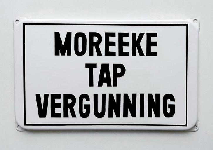Emaille Bord Reclamebord Moreeke Tap Vergunning Bier Reclame, Verzamelen, Merken en Reclamevoorwerpen, Gebruikt, Reclamebord, Verzenden