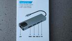 Usb-hub, 5-in-1 usb-c adapter (+ hdmi Lan, usb 3.0) /nieuw!, Computers en Software, Dockingstations, Ophalen of Verzenden, Nieuw