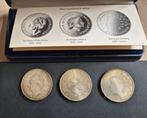 3 herdenkingsmunten 2 1/2, 10 en 50 gulden, Setje, Koningin Beatrix, Zilver, Overige waardes