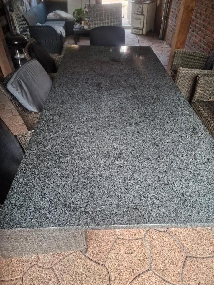 Granieten Tuintafel - 220x100x73cm, Tuin en Terras, Tuintafels, Gebruikt, Rechthoekig, Overige materialen, Ophalen