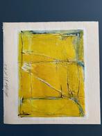 Original abstract artwork - yellow mixed media on paper, Antiek en Kunst, Kunst | Schilderijen | Abstract, Ophalen