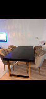 Visgraat eet- en salontafel set black/gold., Huis en Inrichting, Ophalen, 100 tot 150 cm, 50 tot 100 cm, Zo goed als nieuw