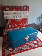 'n plaatje toch !👌 in 'n blauwe EMAILLE kleur trommel 4 f., Antiek en Kunst, Ophalen of Verzenden