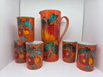 Vintage Frans Orangeade aardewerk servies 70s-80s Vallauris, Antiek en Kunst, Ophalen of Verzenden