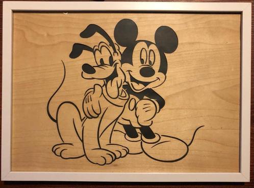 Mickey Mouse & Pluto - schilderij - hout - 30x20, Kinderen en Baby's, Kinderkamer | Inrichting en Decoratie, Ophalen of Verzenden