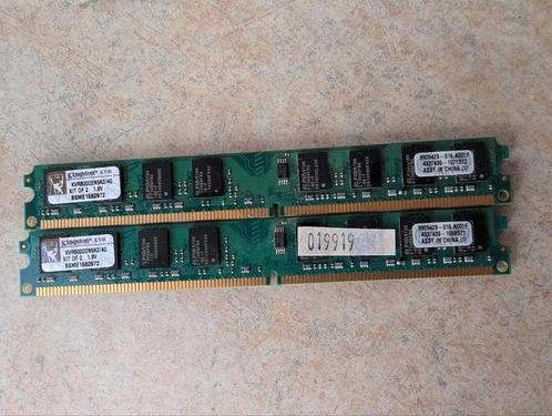 KINGSTON 4GB 2x2GB KVR800D2N5K2/4G DDR2 800 DUAL  2 stuks, Computers en Software, RAM geheugen, Desktop, DDR2, Ophalen of Verzenden
