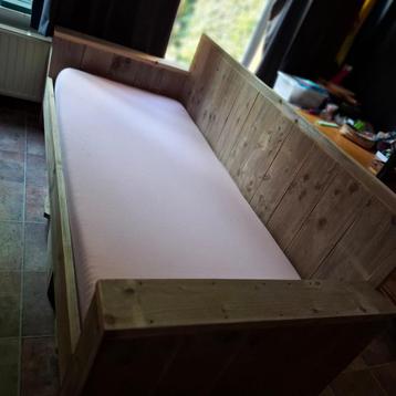 Steigerhouten bedbank met lades - matras maat 90x200 beschikbaar voor biedingen