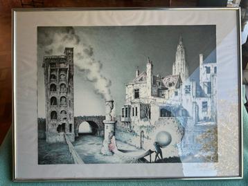 Lithografie Theo Voorzaat magisch realisme beschikbaar voor biedingen