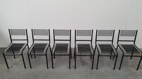 6 zwarte Sandows Rene Herbst bauhaus design stoelen, Huis en Inrichting, Stoelen, Gebruikt, Twee, Zwart, Ophalen