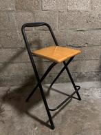 2x Houten Kruk met Metalen Frame, Huis en Inrichting, Stoelen, Ophalen, Gebruikt, Zwart, Eén