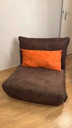 Nieuwe slaap bank bruin met oranje kussen, 100 cm, Eenpersoons, Bruin, Nieuw