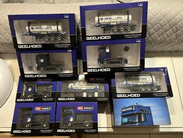WSI + IMC Geelhoed set Daf, Scania, Volvo en Mercedes, Hobby en Vrije tijd, Modelauto's | 1:50, Nieuw, Bus of Vrachtwagen, Wsi