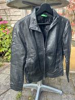 Zwart leren jasje Benetton mt M, Kleding | Dames, Jassen | Zomer, Maat 38/40 (M), Zwart, Ophalen of Verzenden, United colors benetton