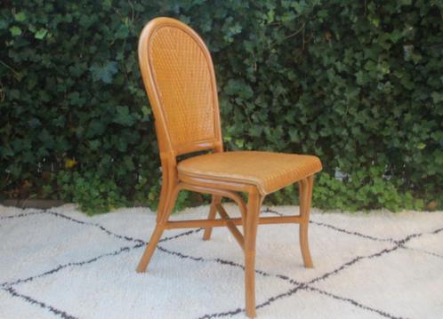 Set/4 Bamboe stoelen met gevlochten zitting, Tuin en Terras, Tuinstoelen, Gebruikt, Ophalen