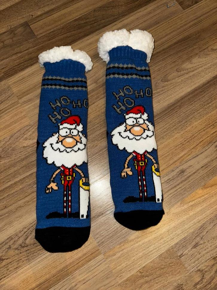 Sokpantoffels, sokken, pantoffels, blauw kerst, Diversen, Kerst, Nieuw, Verzenden