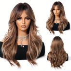 Pruik lang haar in grove lagen hazelnootbruinmix TAMARA, Verzenden, Nieuw, Pruik of Haarverlenging