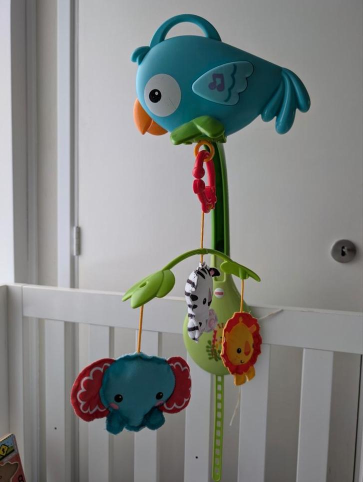 Fisher Price box muziekmobiel jungledieren, Kinderen en Baby's, Kinderkamer | Inrichting en Decoratie, Gebruikt, Overige typen