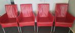 4 rode eetkamerstoelen, Huis en Inrichting, Stoelen, Vijf, Zes of meer stoelen, Gebruikt, Ophalen, Rood