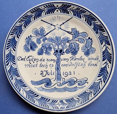 Porceleyne Fles 1921 Eyken wint Henley 18cm (9) LAGA DSC, Antiek en Kunst, Antiek | Wandborden en Tegels, Verzenden
