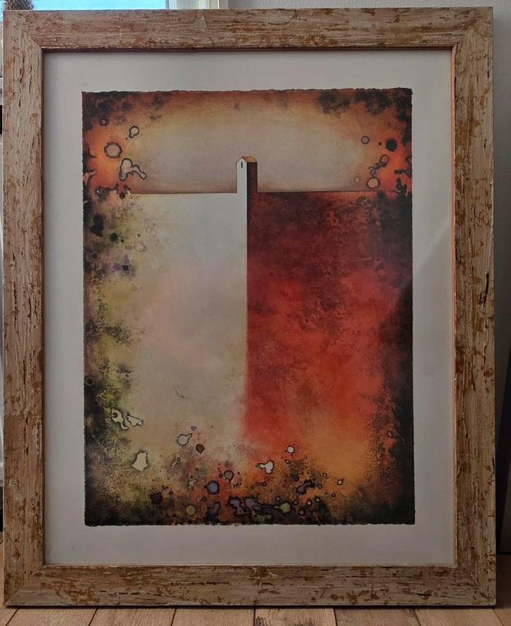 Lithografie van Jurjen Ravehorst (ingelijst), Antiek en Kunst, Kunst | Schilderijen | Abstract, Ophalen of Verzenden