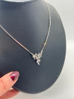 B945 Prachtige zilveren ketting blauwe saffier, Ophalen of Verzenden, Zilver, Ketting, Met edelsteen