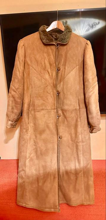 Cognacbruine Suede Wintermantel - Lengte 116cm beschikbaar voor biedingen