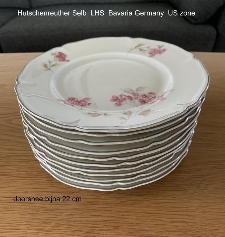 11 borden + schaal, Hutschenreuther Selb LHS Bavaria Us zone, Antiek en Kunst, Antiek | Servies los, Ophalen of Verzenden
