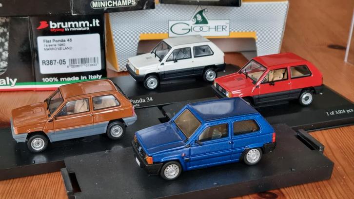 Fiat Panda, Giocher, Brumm en Minichamps 3 stuks, Hobby en Vrije tijd, Modelauto's | 1:43, Nieuw, Auto, MiniChamps, Ophalen of Verzenden