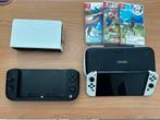 Nintendo Switch OLED incl. grip en games, Spelcomputers en Games, Switch OLED, Verzenden, Met 1 controller, Gebruikt
