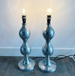 Set van 2 prachtige lampen gebolde vormen RVS, Ophalen, Zo goed als nieuw, Metaal, Minder dan 50 cm