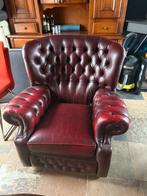 Chesterfield 2-zits bank en fauteuil, Ophalen, Zo goed als nieuw, 75 tot 100 cm, Leer