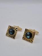 Vintage manchetknopen met blauwe steen, Sieraden, Tassen en Uiterlijk, Manchetknopen, Overige materialen, ., Ophalen of Verzenden