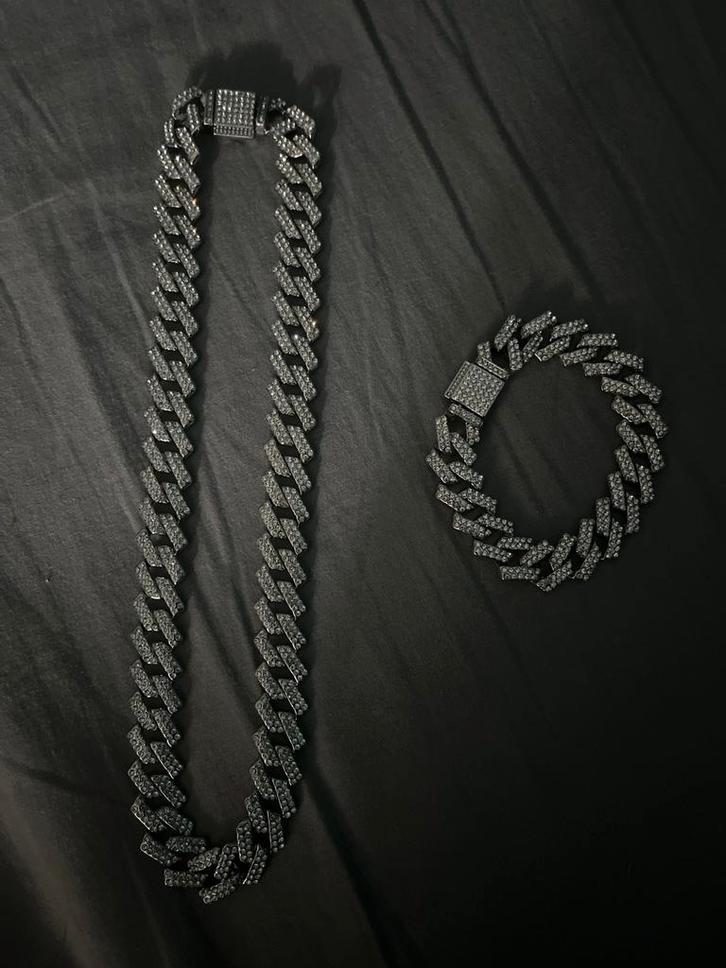 Iced Out Ketting, Sieraden, Tassen en Uiterlijk, Kettingen, Nieuw, Overige materialen, Zilver, Met strass, Ophalen of Verzenden