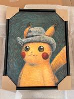 Pikachu canvas 45x35 cm met zwarte lijst incl. Certificaat., Ophalen