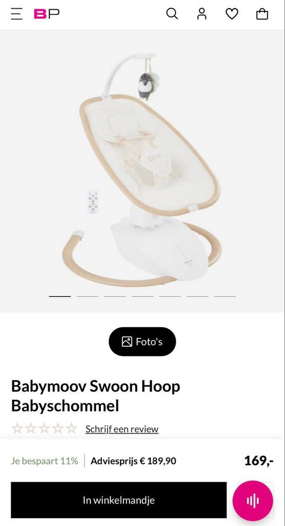Babymoov Swoon Hoop Babyschommel - zo goed als Nieuw, Kinderen en Baby's, Wipstoeltjes, Nieuw, Schommelstoel, Overige merken, Met gordel(s) of riempje(s)