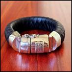BEN XL BLACK LEATHER    Buddha to Buddha armband maat E, Ophalen of Verzenden, Zo goed als nieuw, Zwart, Leer