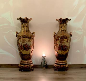 EXTRAORDINARY SUPER RARE BIG VASES COUPLE OF SATSUMA  beschikbaar voor biedingen