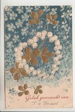 Fantasie - Goud - Reliëf - Klavertje Vier, Ophalen of Verzenden, Voor 1920, Gelopen, Overige thema's