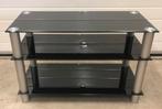 Zwart glazen tv meubel 90x45x57 cm, Ophalen, Zo goed als nieuw, 25 tot 50 cm, Minder dan 100 cm