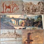 Verzameling van 4 tekeningen + één schilderij, 18e-19e eeuw, Antiek en Kunst, Verzenden